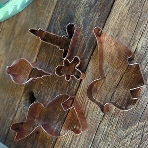 Copper Metal Holidays Cookie Cutters, Set of 5